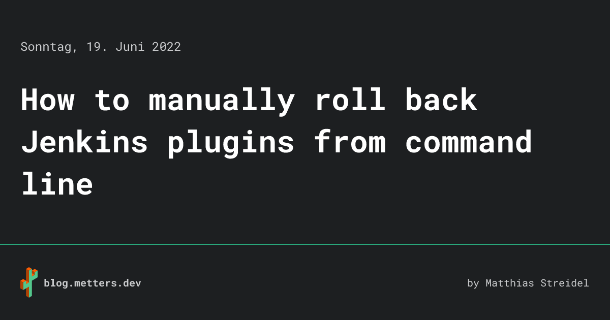 How to manually roll back Jenkins plugins from command line • blog